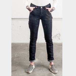 Dovetail Workwear The Maven Slim Black/Gray Denim Work Jeans Size 0 Inseam 30".